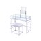 Saltoro Sherpi Glass and Metal Vanity Set With Faux faux Stool, White and Silver-